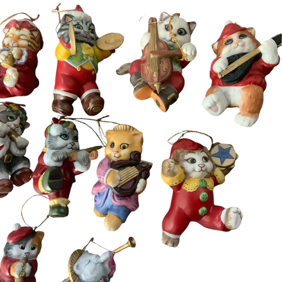 12 Santa Claws Symphony Ornaments Franklin Mint Cats Bill...